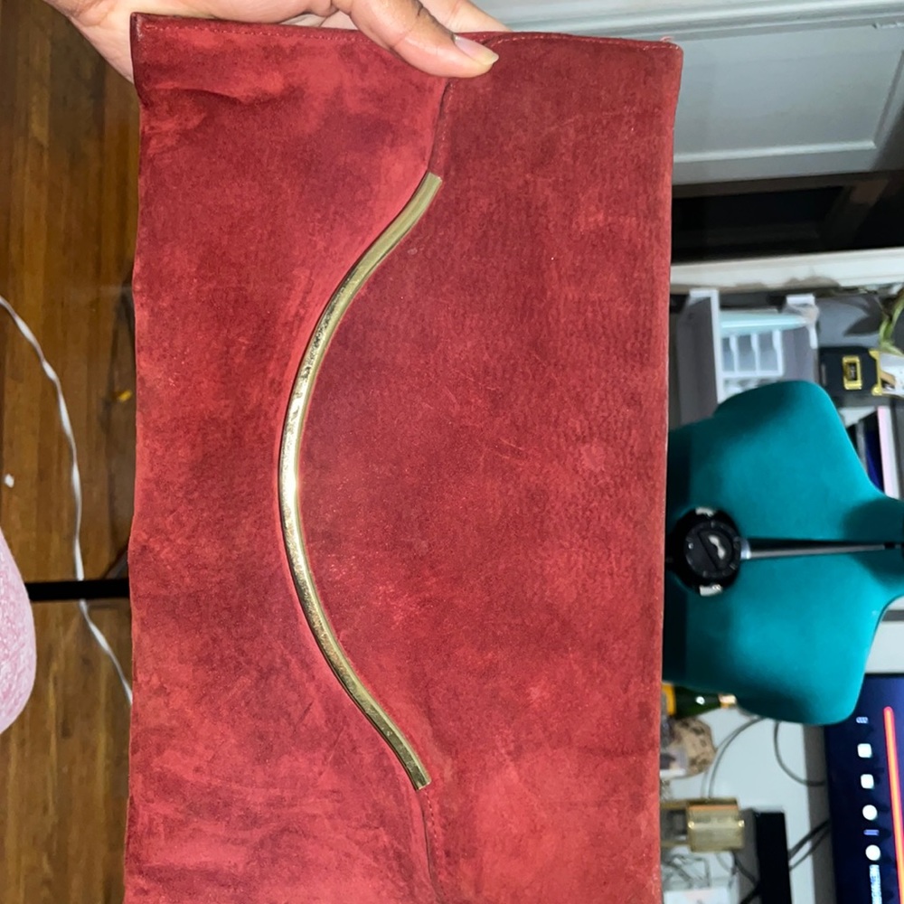 VIntage Burnt orange velvet Clutch with gold detail